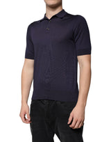 Dolce & Gabbana Blue Silk Collared Short Sleeves Polo T-shirt