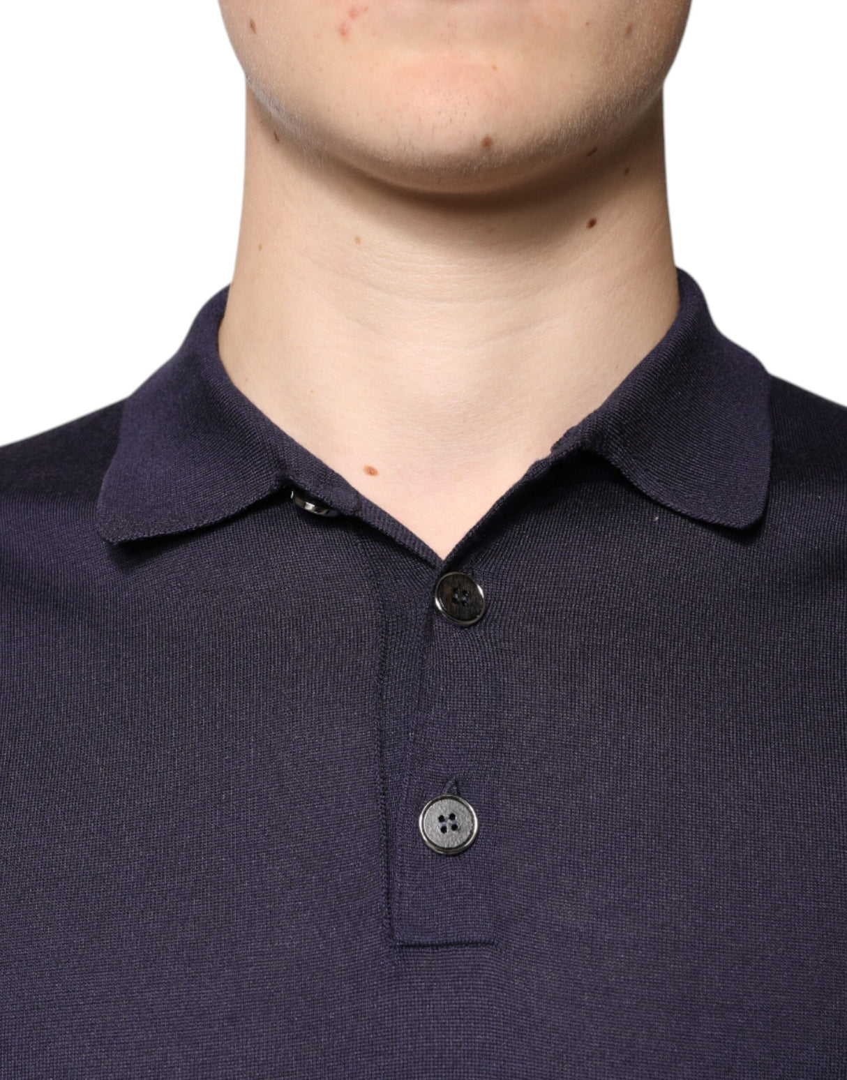 Dolce & Gabbana Blue Silk Collared Short Sleeves Polo T-shirt