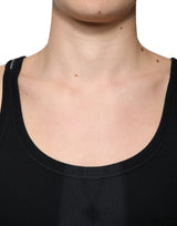 Dolce & Gabbana Black Cotton Sleeveless Round Neck Tank T-shirt