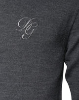 Dolce & Gabbana Gray Wool Logo Turtleneck Pullover Sweater