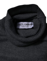 Dolce & Gabbana Gray Wool Logo Turtleneck Pullover Sweater