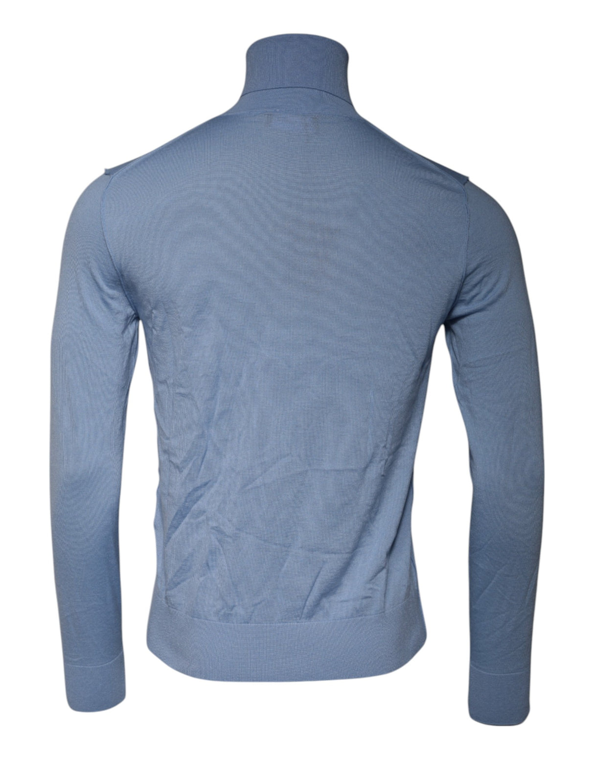 Dolce & Gabbana Light Blue Silk Turtleneck Pullover Sweater