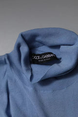 Dolce & Gabbana Light Blue Silk Turtleneck Pullover Sweater