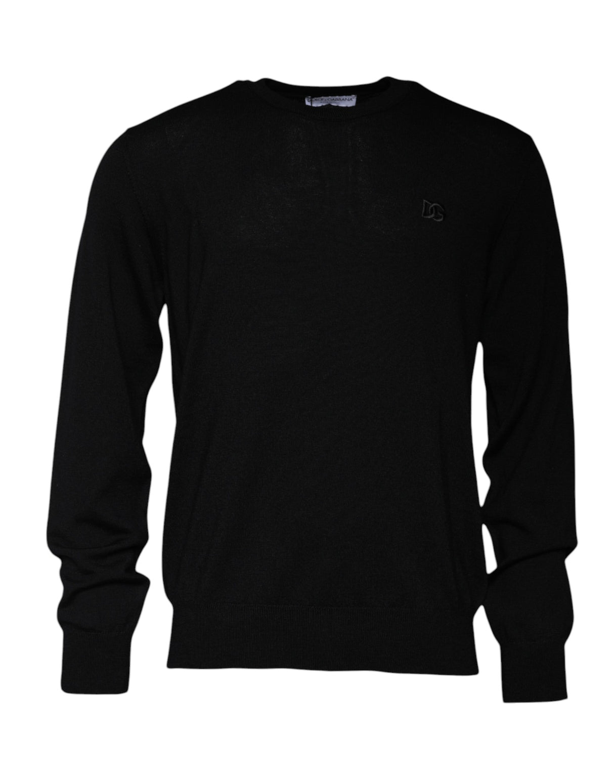 Dolce & Gabbana Black Logo Wool Crew Neck Pullover Sweater