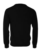 Dolce & Gabbana Black Logo Wool Crew Neck Pullover Sweater