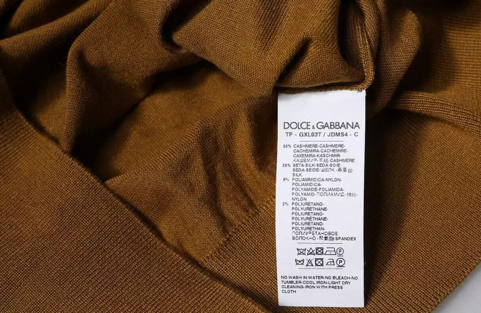 Dolce & Gabbana Brown Cashmere Turtleneck Pullover Sweater