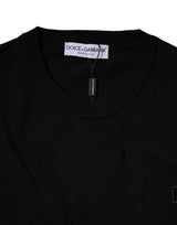 Dolce & Gabbana Black Logo Wool Crew Neck Pullover Sweater