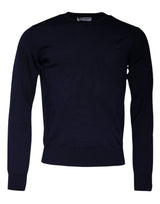 Dolce & Gabbana Blue DG Logo Wool Crew Neck Pullover Sweater