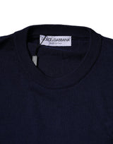 Dolce & Gabbana Blue DG Logo Wool Crew Neck Pullover Sweater