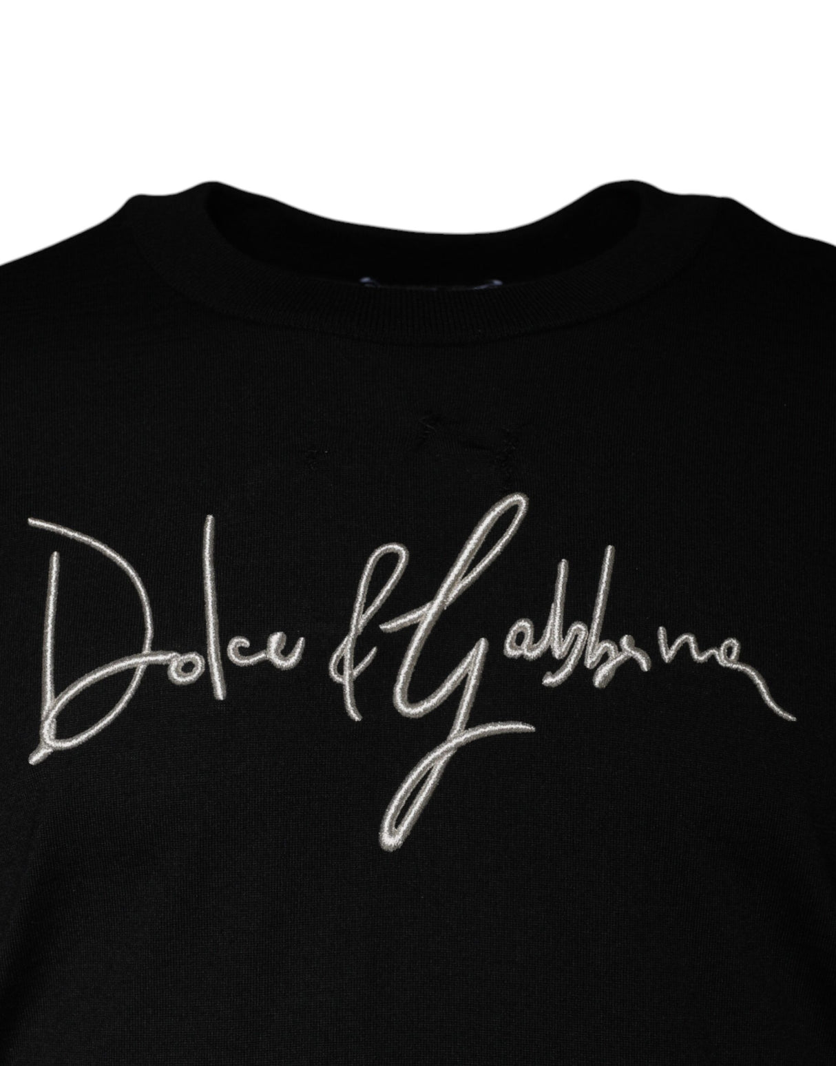 Dolce & Gabbana Black Logo Wool Crew Neck Pullover Sweater