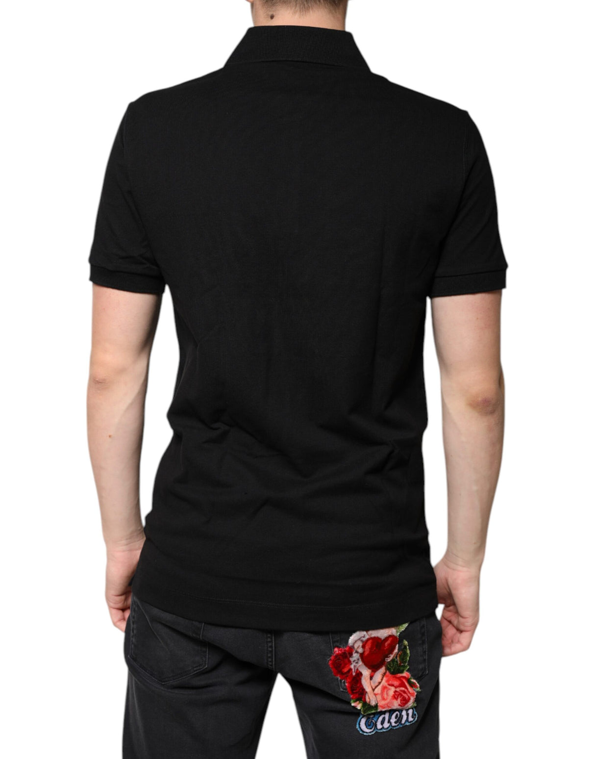 Dolce & Gabbana Black DG Collared Short Sleeves Polo T-shirt