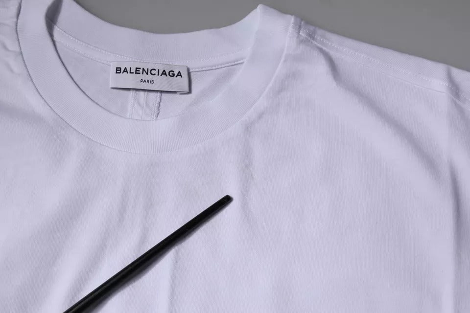 Balenciaga White Logo Cotton Jersey Crew Neck Short Sleeves T-shirt