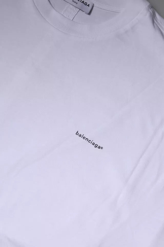 Balenciaga White Logo Cotton Jersey Crew Neck Short Sleeves T-shirt