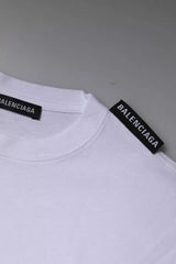 Balenciaga White Logo Cotton Jersey Crew Neck Short Sleeves T-shirt