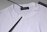 Balenciaga White Logo Cotton Jersey Crew Neck Short Sleeves T-shirt