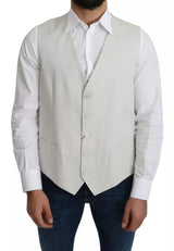 Dolce & Gabbana Off-White Cotton Silk Formal Coat Vest