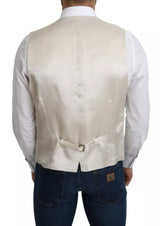 Dolce & Gabbana Off-White Cotton Silk Formal Coat Vest