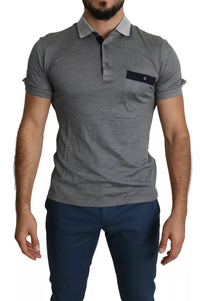 Dolce & Gabbana Gray Collared Silk Polo Top Shirt T-shirt