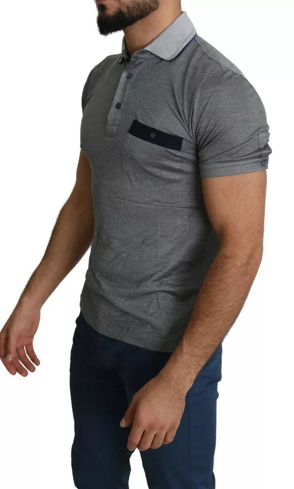 Dolce & Gabbana Gray Collared Silk Polo Top Shirt T-shirt