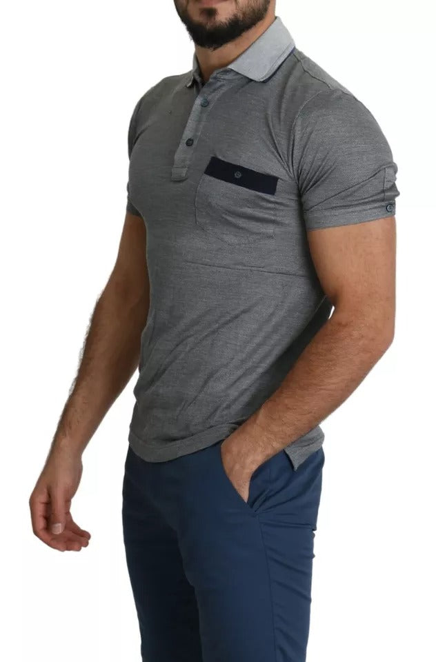 Dolce & Gabbana Gray Collared Silk Polo Top Shirt T-shirt