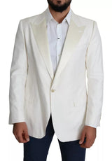 Dolce & Gabbana White Silk Single Breasted SARTORIA Blazer