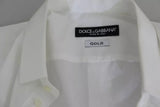 Dolce & Gabbana White Cotton Formal Dress Top GOLD Shirt