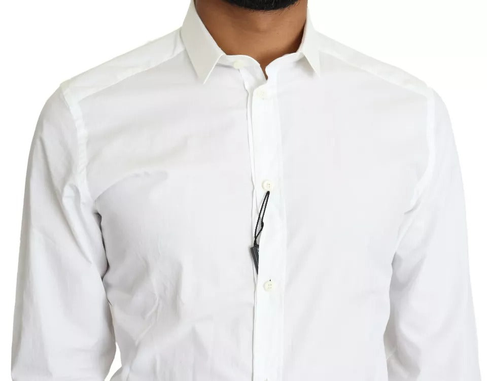 Dolce & Gabbana White Cotton Formal Dress Top GOLD Shirt