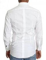 Dolce & Gabbana White Cotton Formal Dress Top GOLD Shirt