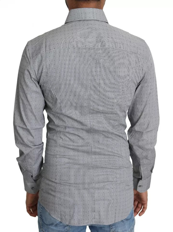 Dolce & Gabbana Gray SICILIA Dotted Semi Fitted Formal Shirt