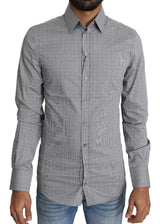 Dolce & Gabbana Gray SICILIA Dotted Semi Fitted Formal Shirt