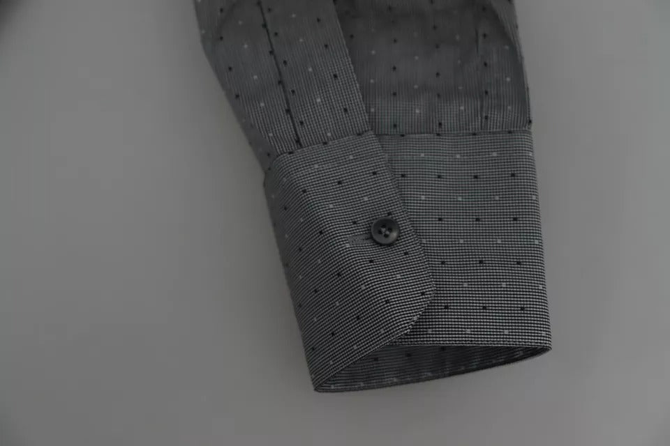 Dolce & Gabbana Gray SICILIA Dotted Semi Fitted Formal Shirt