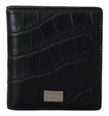 Dolce & Gabbana Black Exotic Leather Bifold Card Holder Wallet