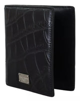 Dolce & Gabbana Black Exotic Leather Bifold Card Holder Wallet