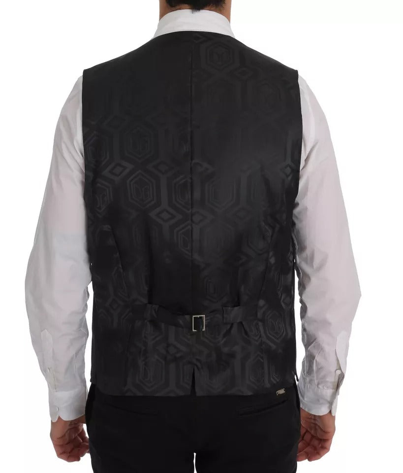 Dolce & Gabbana Gray Wool Stretch Gilet Waistcoat Vest