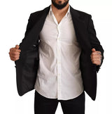 Dolce & Gabbana Black Cotton Slim Fit Coat Blazer Jacket