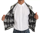 Dolce & Gabbana White Black Pineapple Bomber Coat Jacket