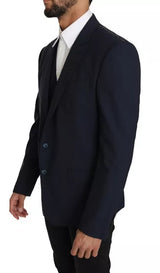 Dolce & Gabbana Blue Wool MARTINI Blazer Vest 2 Piece