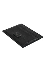 Dolce & Gabbana Black Leather Card Holder Case DG Logo Plaque Wallet