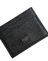 Dolce & Gabbana Black Leather Card Holder Case DG Logo Plaque Wallet