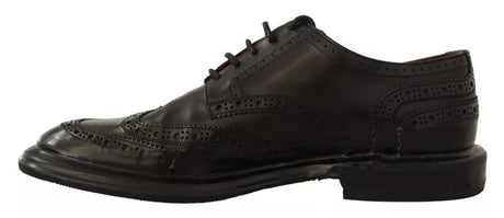 Dolce & Gabbana Black Perforated Leather Lace Up Derby Shoes