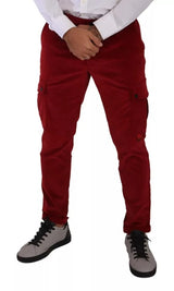 Dolce & Gabbana Red Corduroy Cotton Cargo Skinny Pants