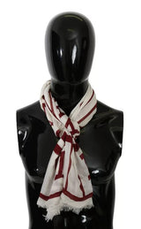 Dolce & Gabbana White Red Printed Wrap Shawl Modal Scarf