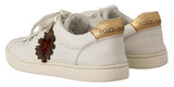 Dolce & Gabbana White Leather Heart Low Top Casual Sneakers Shoes