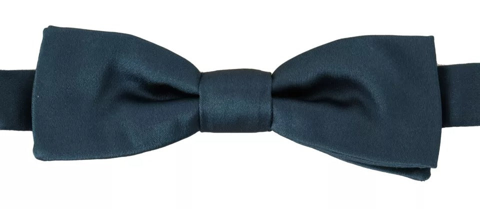 Dolce & Gabbana Blue 100% Silk Adjustable Neck Bow Tie Mens