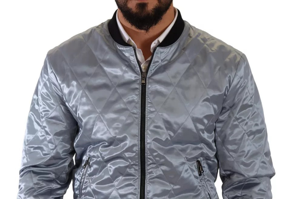 Dolce & Gabbana Light Blue Bomber Coat Men Jacket