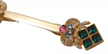 Dolce & Gabbana Gold Plated 925 Sterling Silver Crystal Collar Stop Brooch