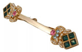 Dolce & Gabbana Gold Plated 925 Sterling Silver Crystal Collar Stop Brooch