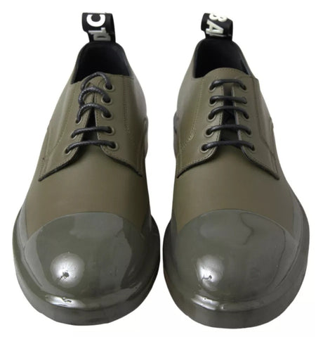 Dolce & Gabbana Green Leather Rubber Sole Dress Shoes