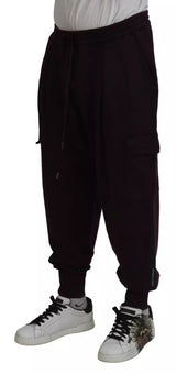 Dolce & Gabbana Bordeaux Cotton Cargo Jogger Sweatpants Pants