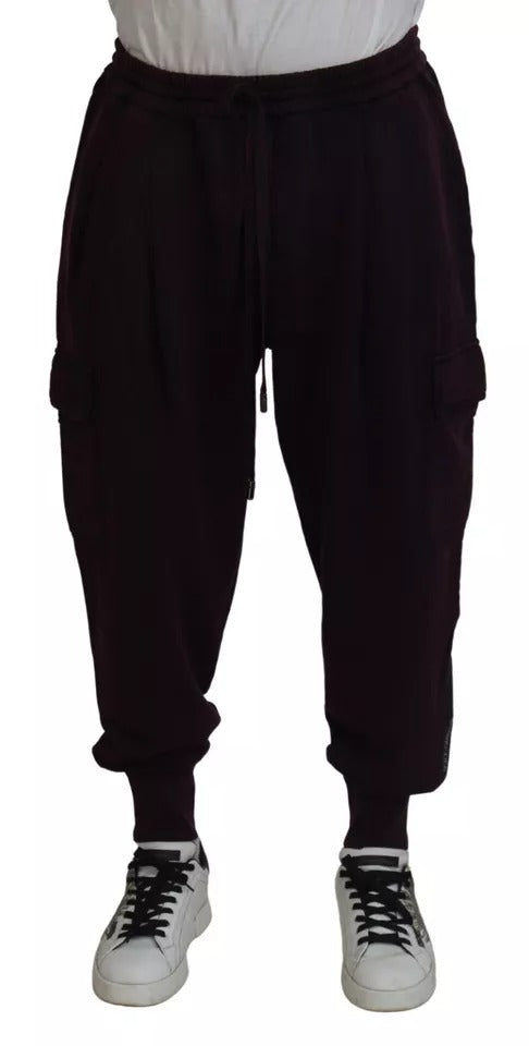 Dolce & Gabbana Bordeaux Cotton Cargo Jogger Sweatpants Pants